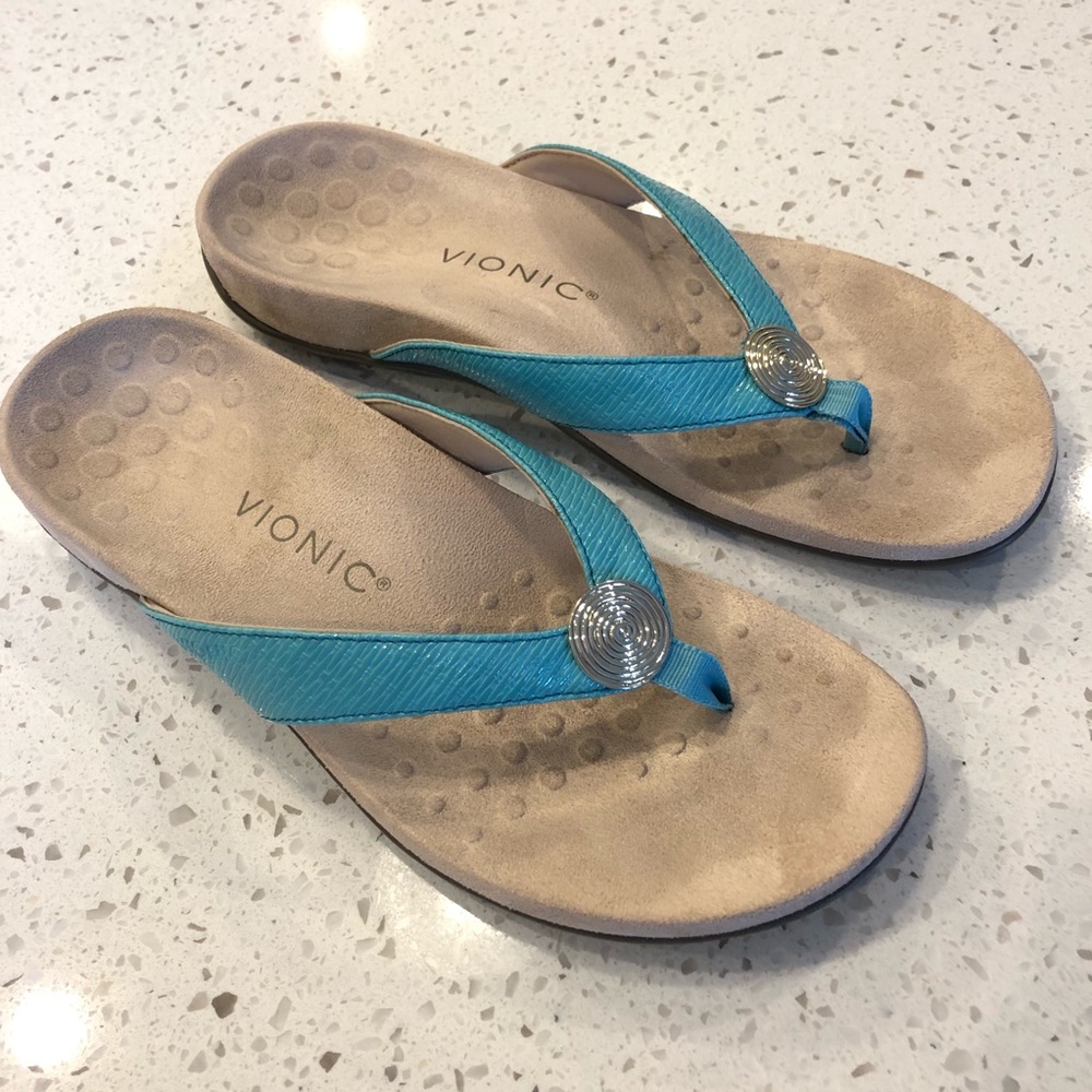 Vionic Turquoise Leather Flipflop Sandals